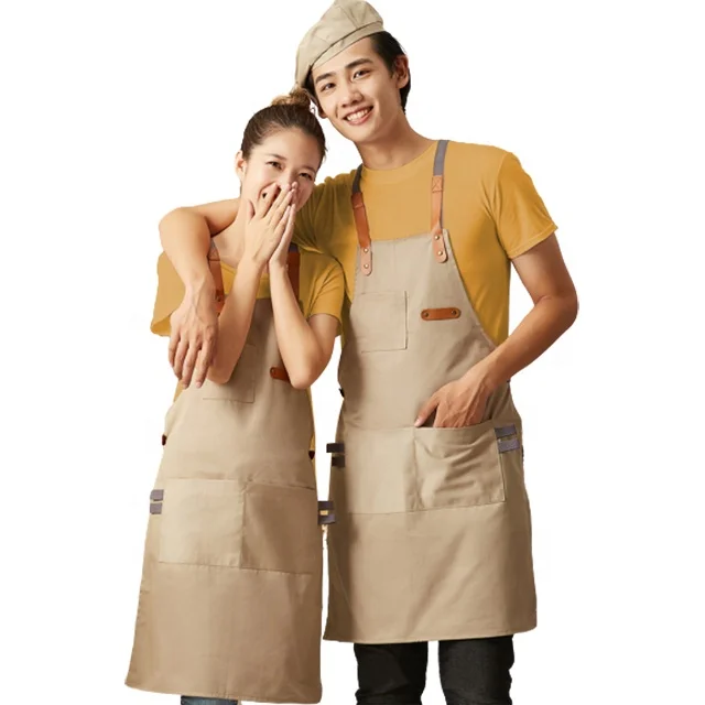 

SunYue Coffee Canvas Barber Apron Blue Denim Baking Apron, Can be customized