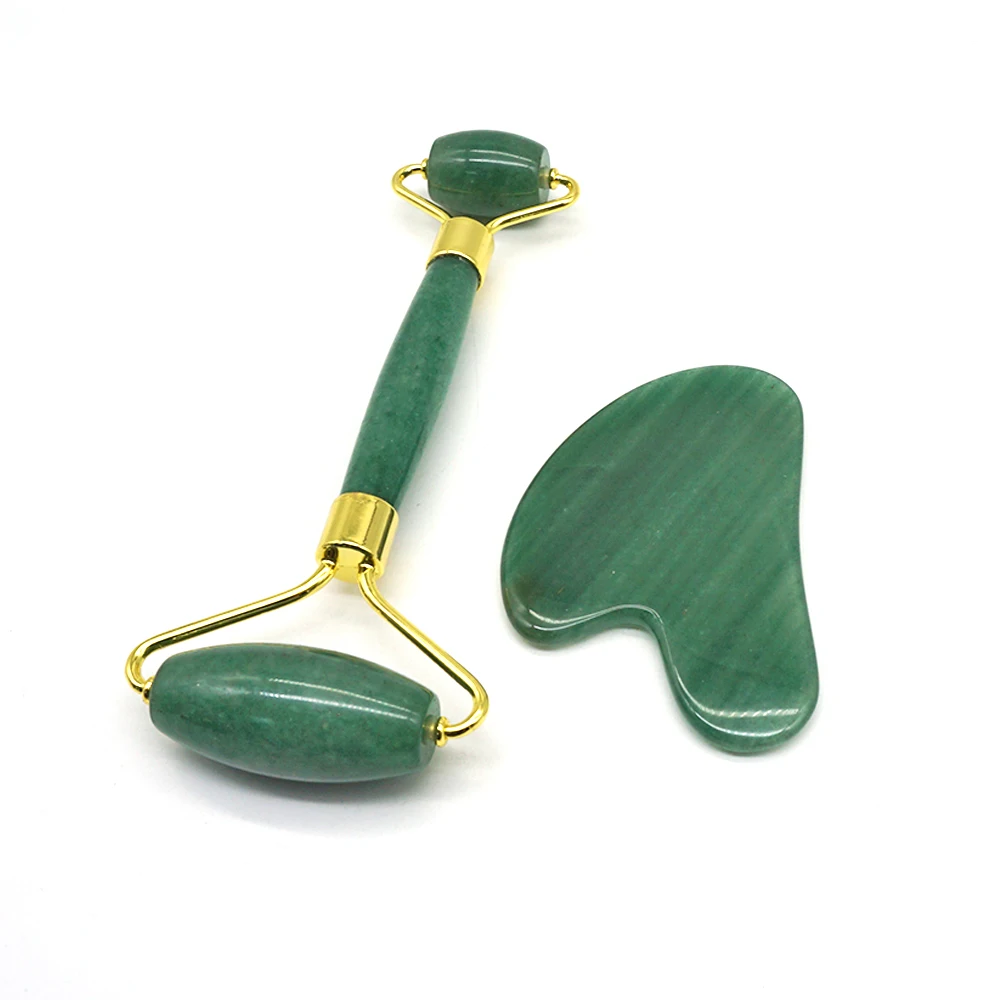 

cheap high quality 100% natural face lifting custom logo private label pink green jade roller with gua sha