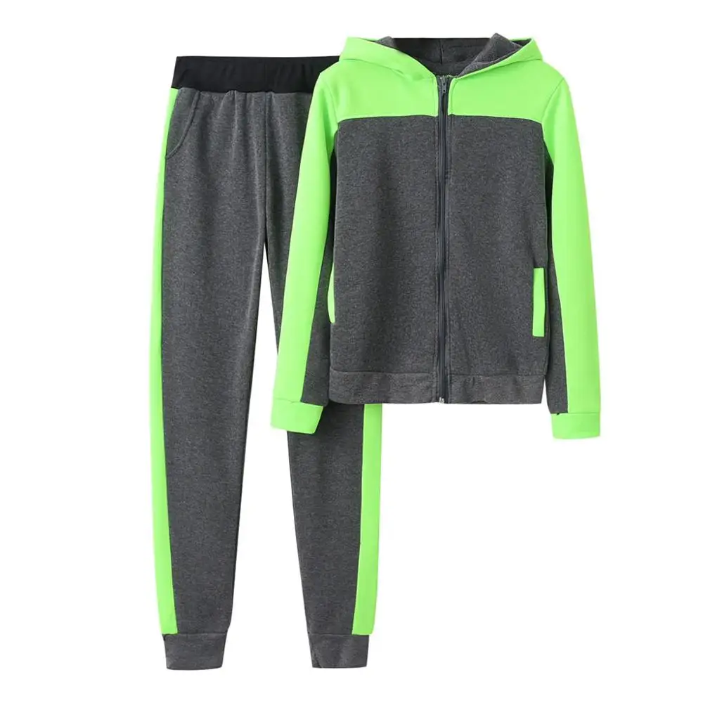 

Tracksuit For Women 2 Pieces Running Set Solid Color Hooded Short Sweatshirt and pant Tracksuit Fitness, Custom color