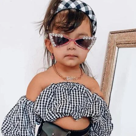 

Diamond Cat Eye Kids Sunglasses Rhinestone Boys Girls Small Frames Sun Glasses Child Baby Eyewear Silicone Eyeglasses UV400