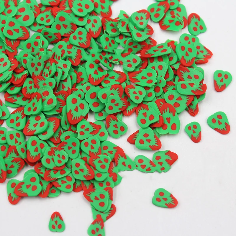 Kawaii Pretty 7mm Green Red Grimace Mini Beads Soft Clay Polymer Nail Art Sticker in Funny Style for Christmas