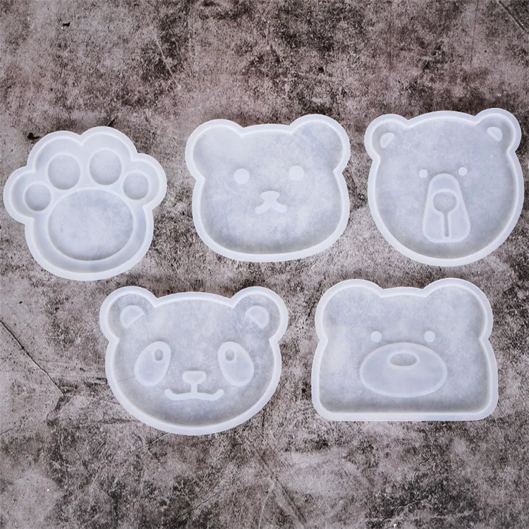 

5 pieces DIY Handmade Cute Coaster Silicone Mould Teddy Bear Mold Resin