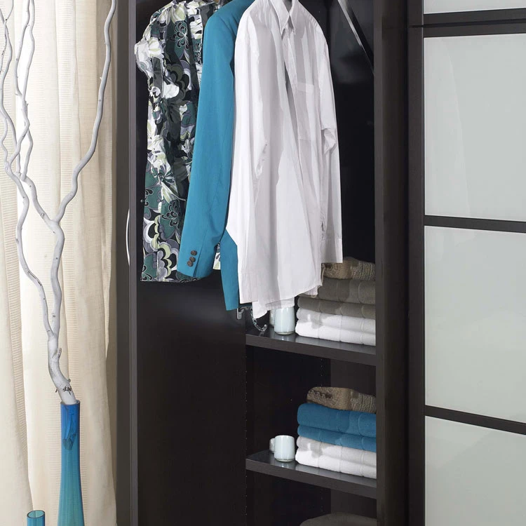New Design Sliding Door Modern Bedroom Wooden Black Cabinet Cloth Wardrobe