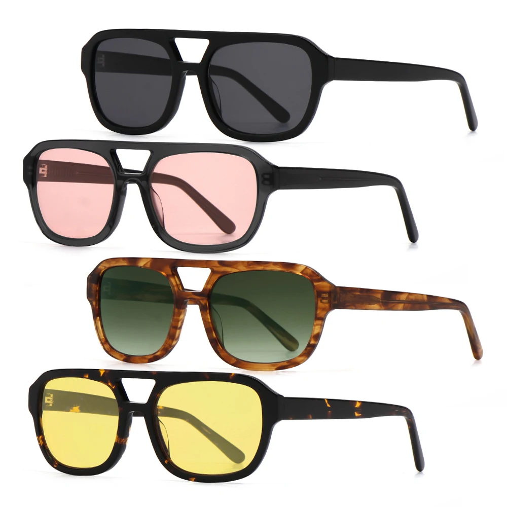 

Sunglasses 2024 Retro Tortoise Acetate Cellulose Sunglasses CR39 Lens Vintage Women Custom Aviation Sunglasses Men