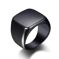 

New Design Titanium Steel Accessories Punk Smooth Mens Black Jewelry Wide Finger Ring For Men Wedding