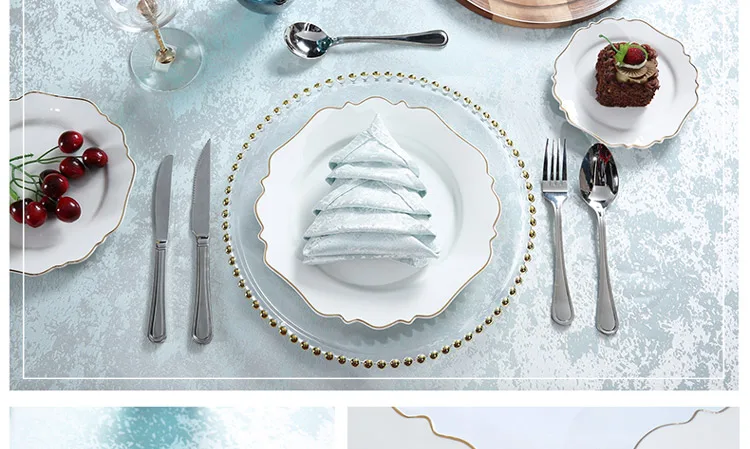 Hotel Restaurant Dinner Set Gold/ Silver Rim Porcelain Dinnerware Plate Set For Wedding