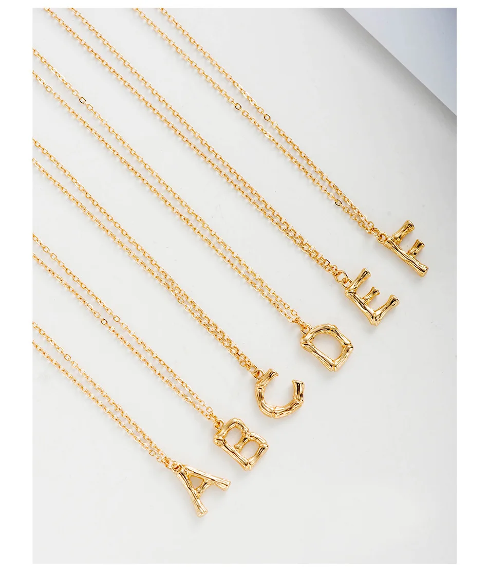 

Long Way fashion jewelry gold color link chain initial necklace letter pendant charm necklace for women