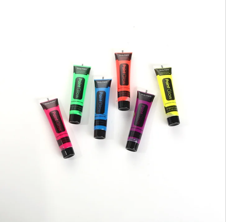 

glow in the dark UV Neon face paint UV glow blacklight body paint, 6 colors