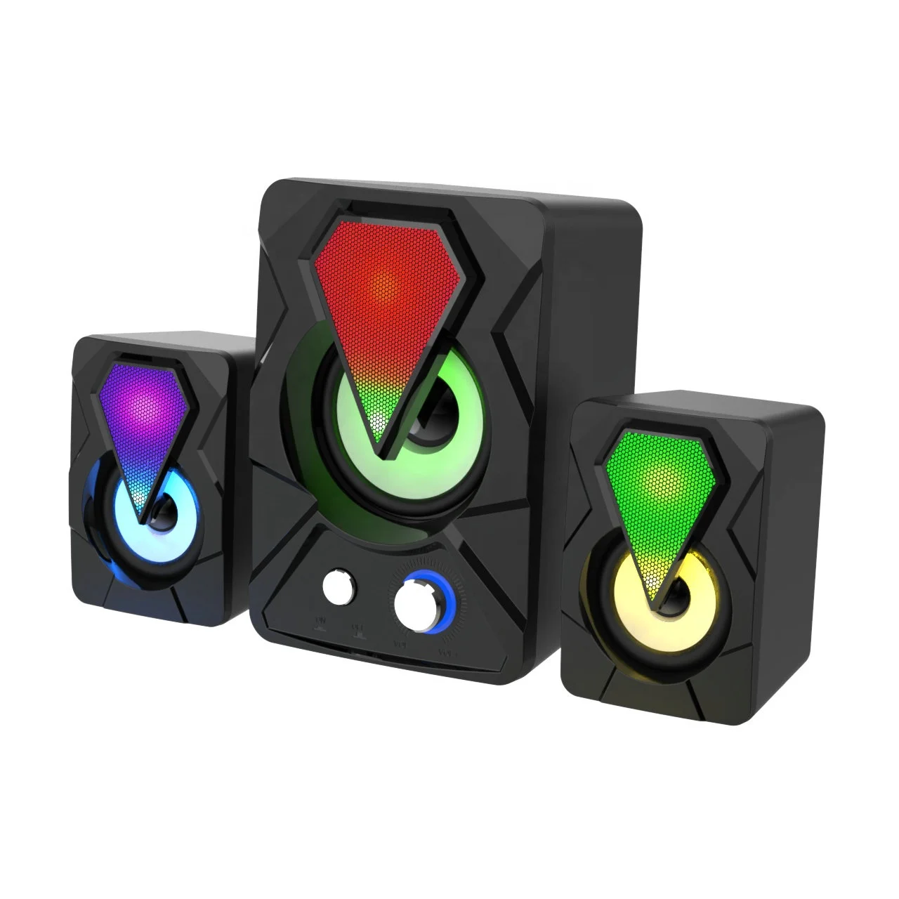 

3 in 1 Mini Design Subwoofer Speakers Computer Speaker with LED Lights