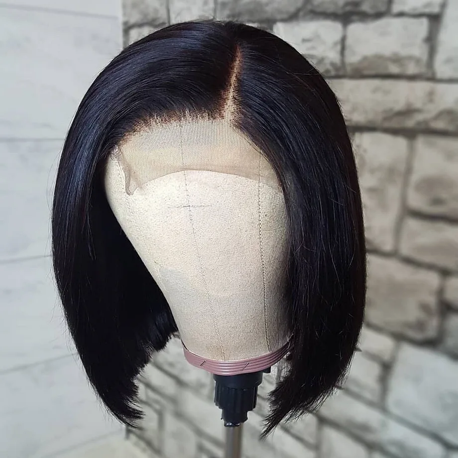 

XBL free shipping wholesale Brazilian human hair lace front wigs, cheap straight short hair bob wigs for black women, Natural color