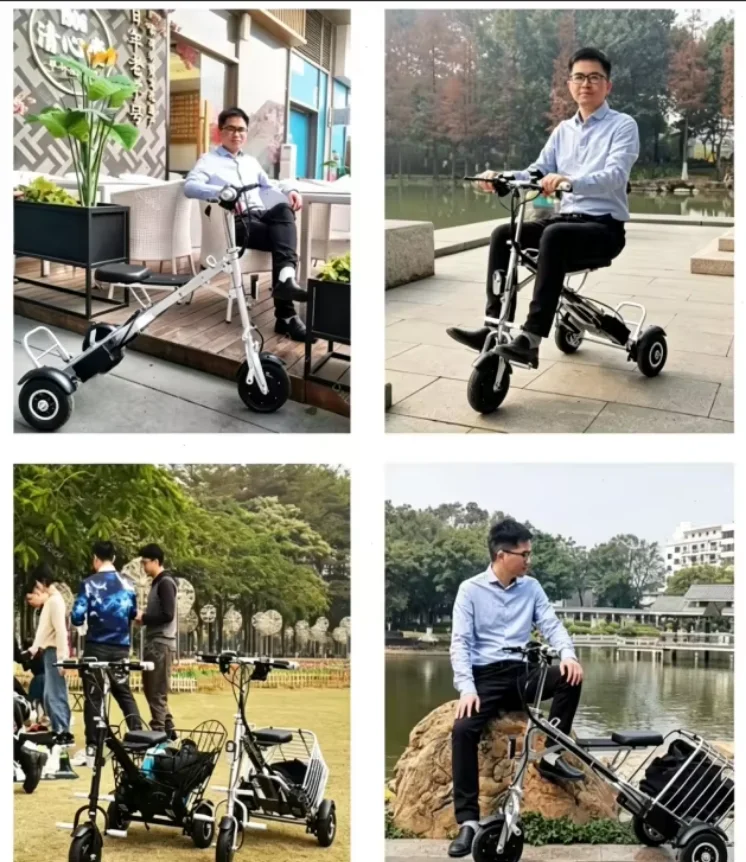 3 Wheel Foldable Brushless Lithium Battery Electric Tricycle Scooter Senior 250W 36V Mini Lightweight Basket Removable Battery