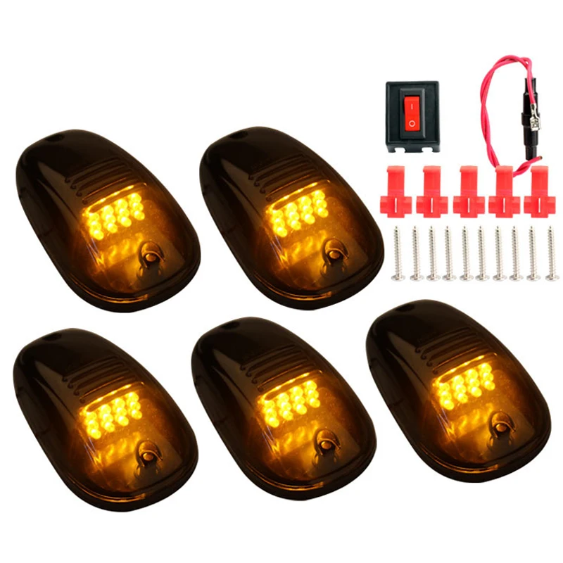 

5PCS/set 12V 24V 12LED Smoked Lens Car Daytime LED Cab Roof Marker Lights For F150 Dodge RAM SUV GMC Chevy Cruz Truck Pickup