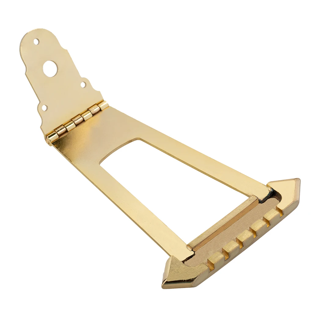

Semi-Hollow Jazz Electric Guitar Pull 6-String Bridge Tailpiece Board Gold/Silver, Gold and silver