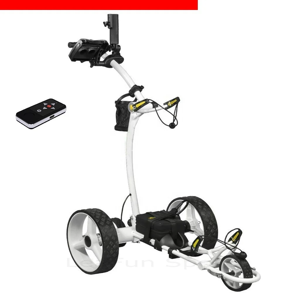 

Full Aluminium Remote Control Golf Trolley With Luxury Leather Handle ,USB Port,400W Tubular Powerfull Motors Lithium Battery