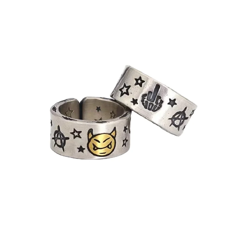 

Certified Factory Direct Sales: Little Devil Ancient Silver Ring Custom-Made Original Design Personality Style