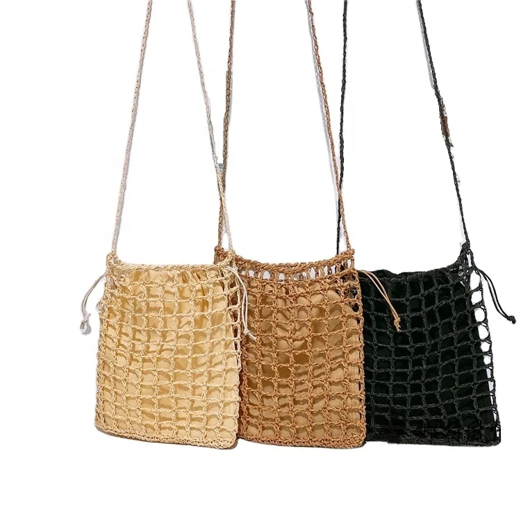 

Factory small sling bags for women fashion straw beach crossbody shoulder bag, Customerized