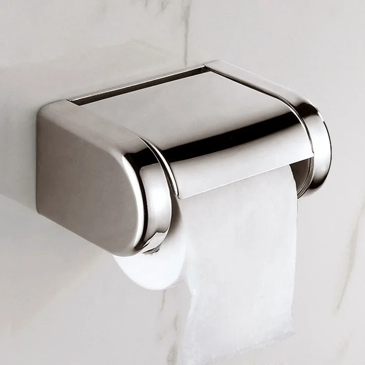 

Modern Industrial Style Wall Mounted Shining Stainless Steel Toilet Paper Holder with Elastic Plastic Buckles