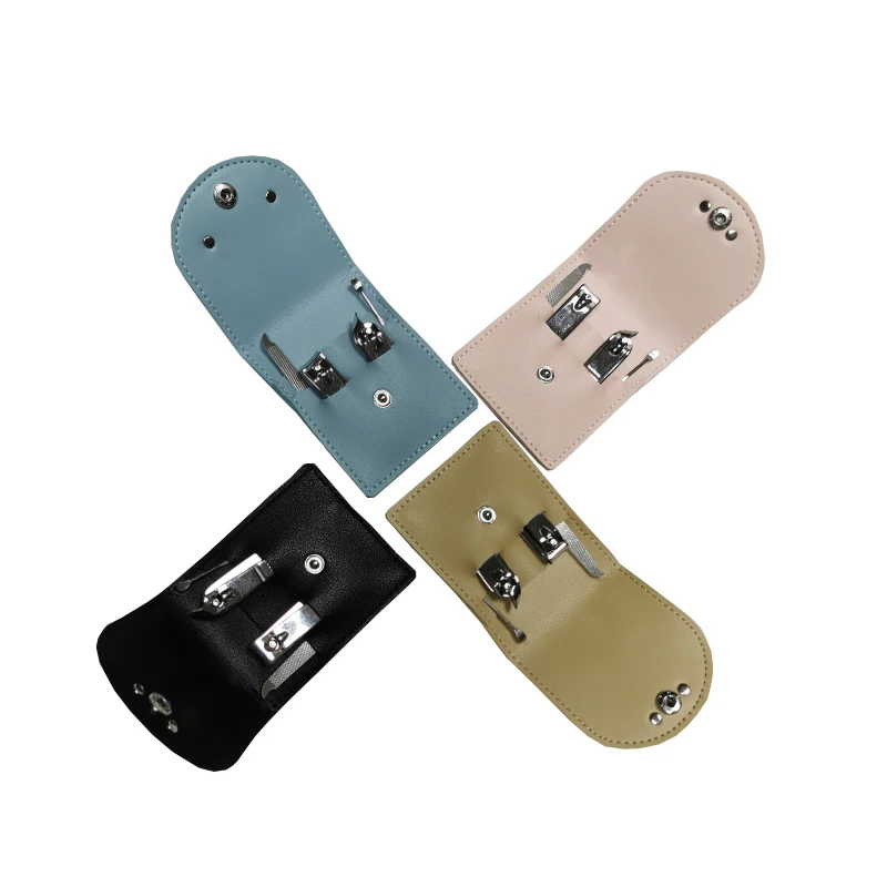 4Pcs/set Mini Nail Manicure Tool Set High Quality Nail Care Kits Custom Nail Clippers Scissors File Tweezers With PVC Bag Case