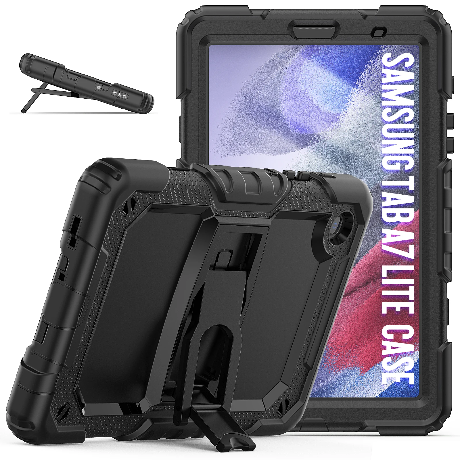 

3-Layer Protection Soft Silicone Skin Hard Plastic Shell 8.7 inch Kickstand Tablet Cover For Samsung Galaxy Tab A7 Lite Case