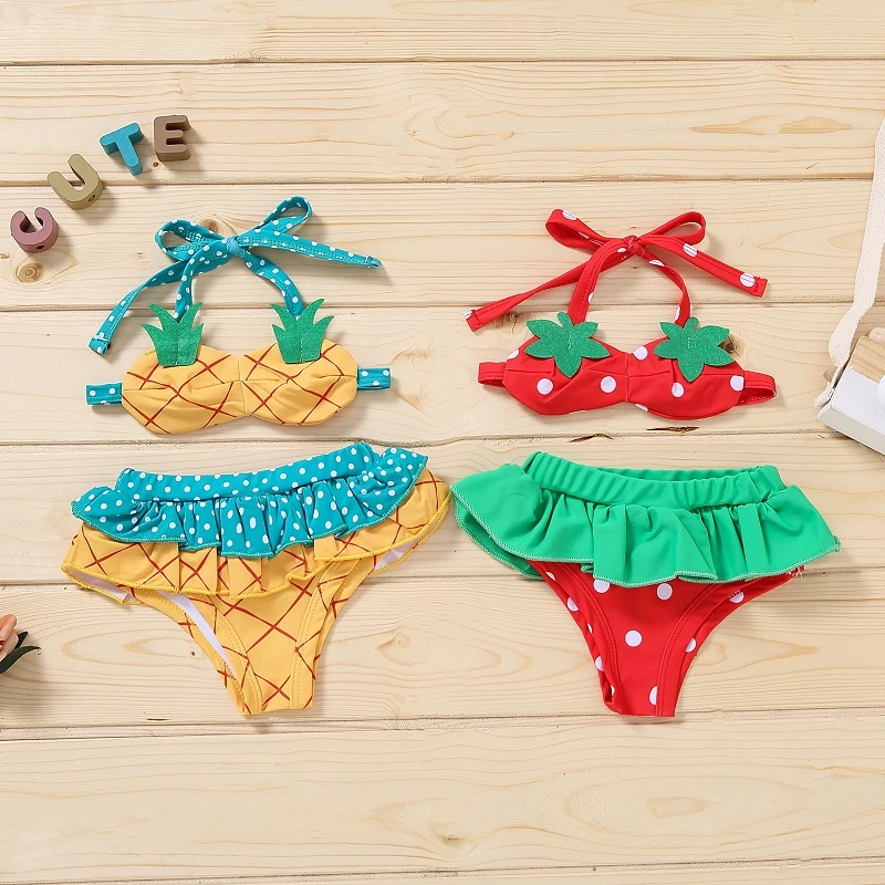 

Strawberry Bikini Hot Spring Split Swimsuit Baby's Bathing Suit Sling Baby Girl Swimsuit M701