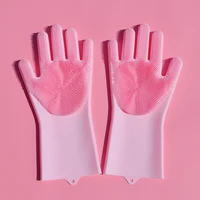 

Reusable size small dishwashing silicone cleaning gloves with bristles