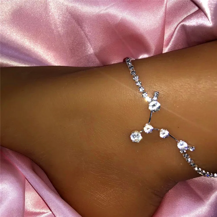 

New arrival female 12 constellation zircon beach anklet fashion Jewelry