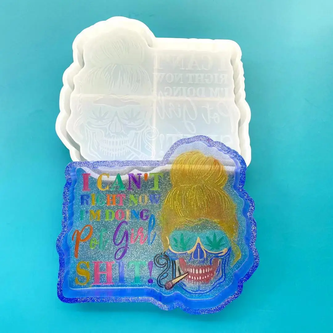 

W009 DIY Shiny girl tray resin mold make up box storage silicone molds, White