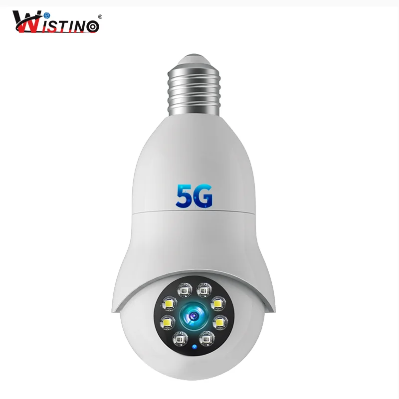 

Wistino Panoramic 1080P 2MP 5G E27 Bulb Camera PTZ Auto Tracking Wireless 360 Degree Rotating IR Night Vision Bulb Camera