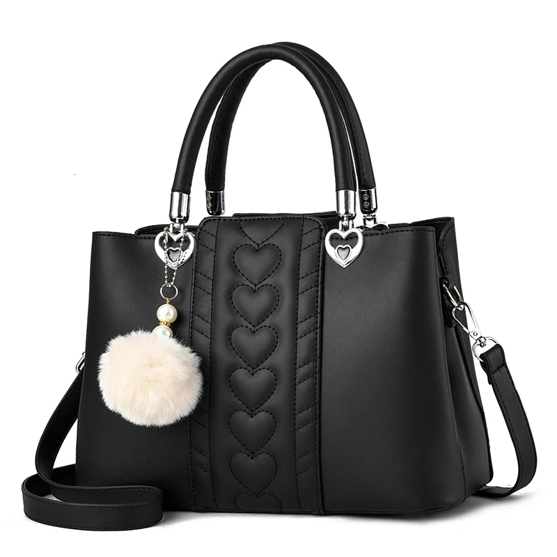 

factory Wholesale Fashion pu crossbody women shoulder bag ladies heart embossing handbags women with pendant, Customizable