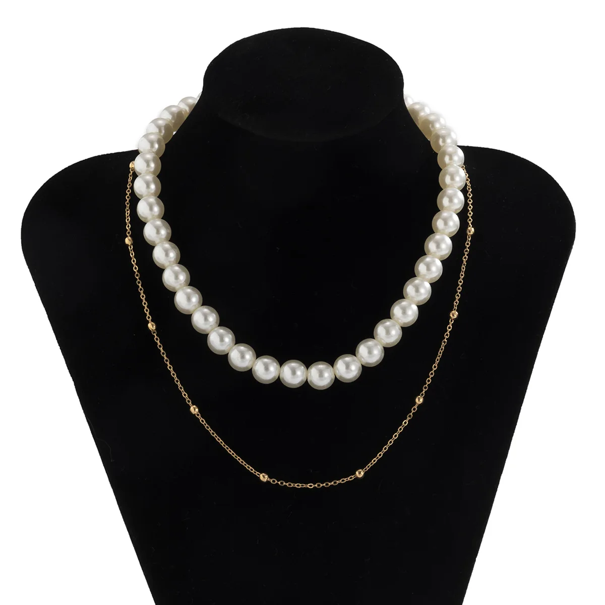 

NUORO Double Layered Gold/Silver Plated Thin Chain Faux Pearls Clavicle Chain Aesthetics Baroque Imitation Pearl Beaded Necklace