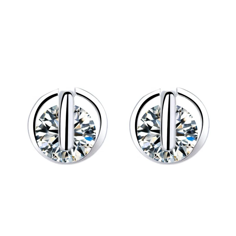 

Size Wholesale Chinese Jewelry 925 Sterling Silver Men Diamond Earring, White