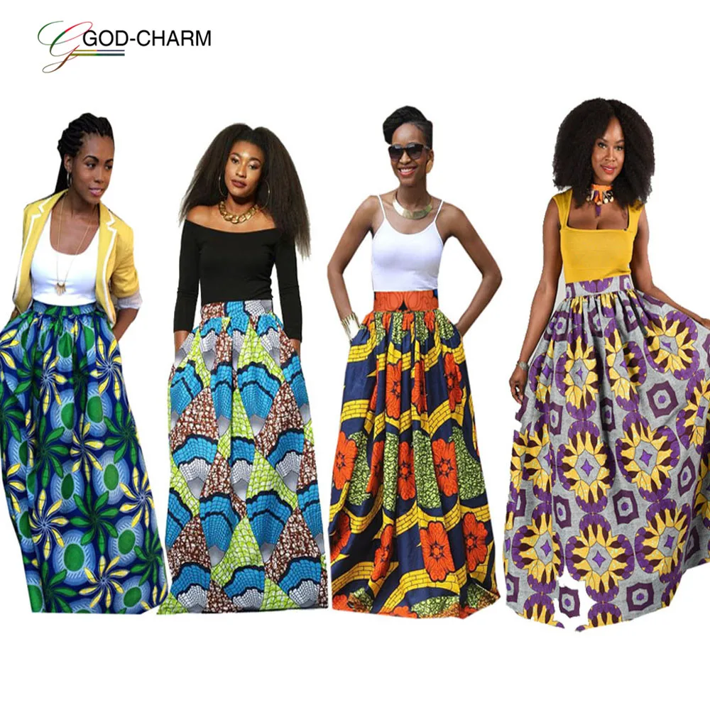 

GC-86962311 african traditional ethnic style fashion print floor length a-line african women casual maxi long skirts, As pictures showed