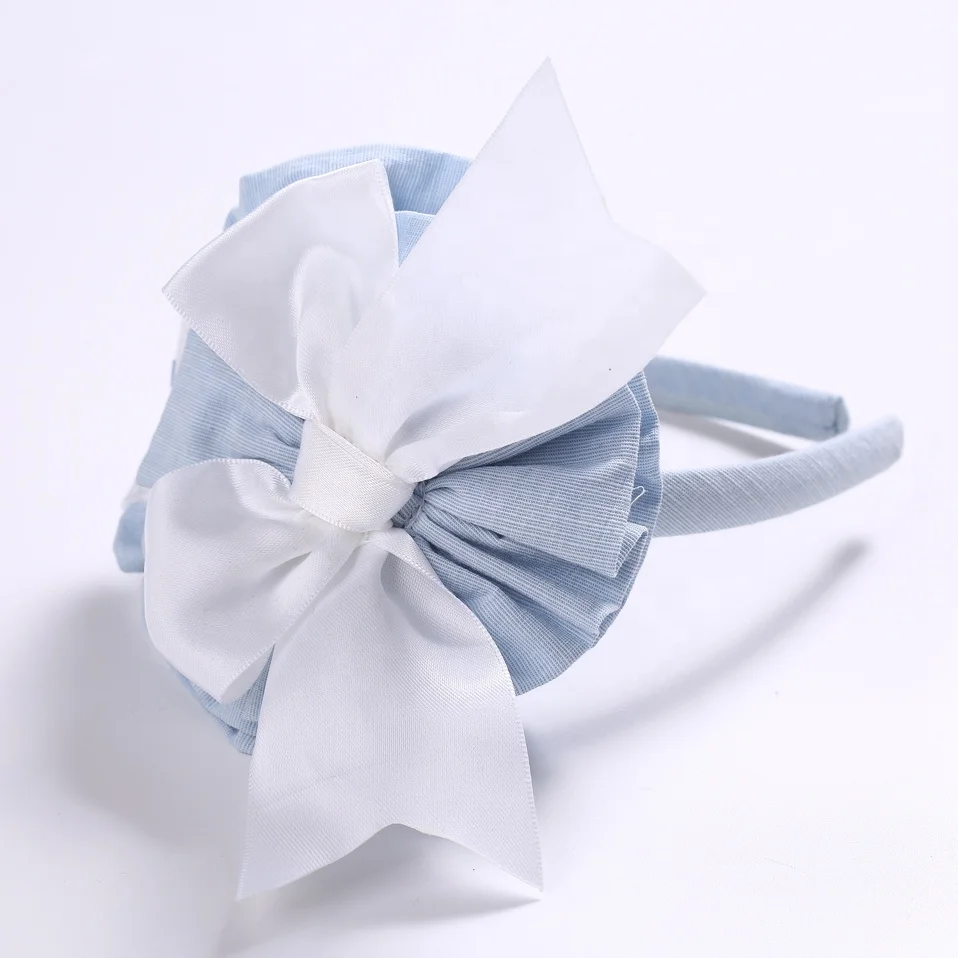

Pettigirl Sky Blue Round Bow Hairband with White Baby Ribbon Bow Hairband Kids