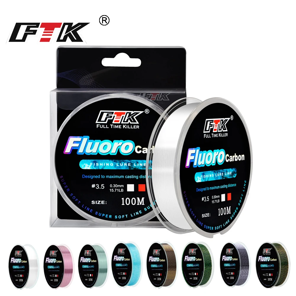 FTK 100M Nylon Fishing Line Monofilament Fluorocarbon-Coating Whosale Spot Fishing Line Monofilament