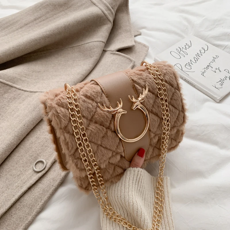 

BB515 New Design Winter Fashion Furry Shoulder Bag For Women And Ladies, As picture or custom