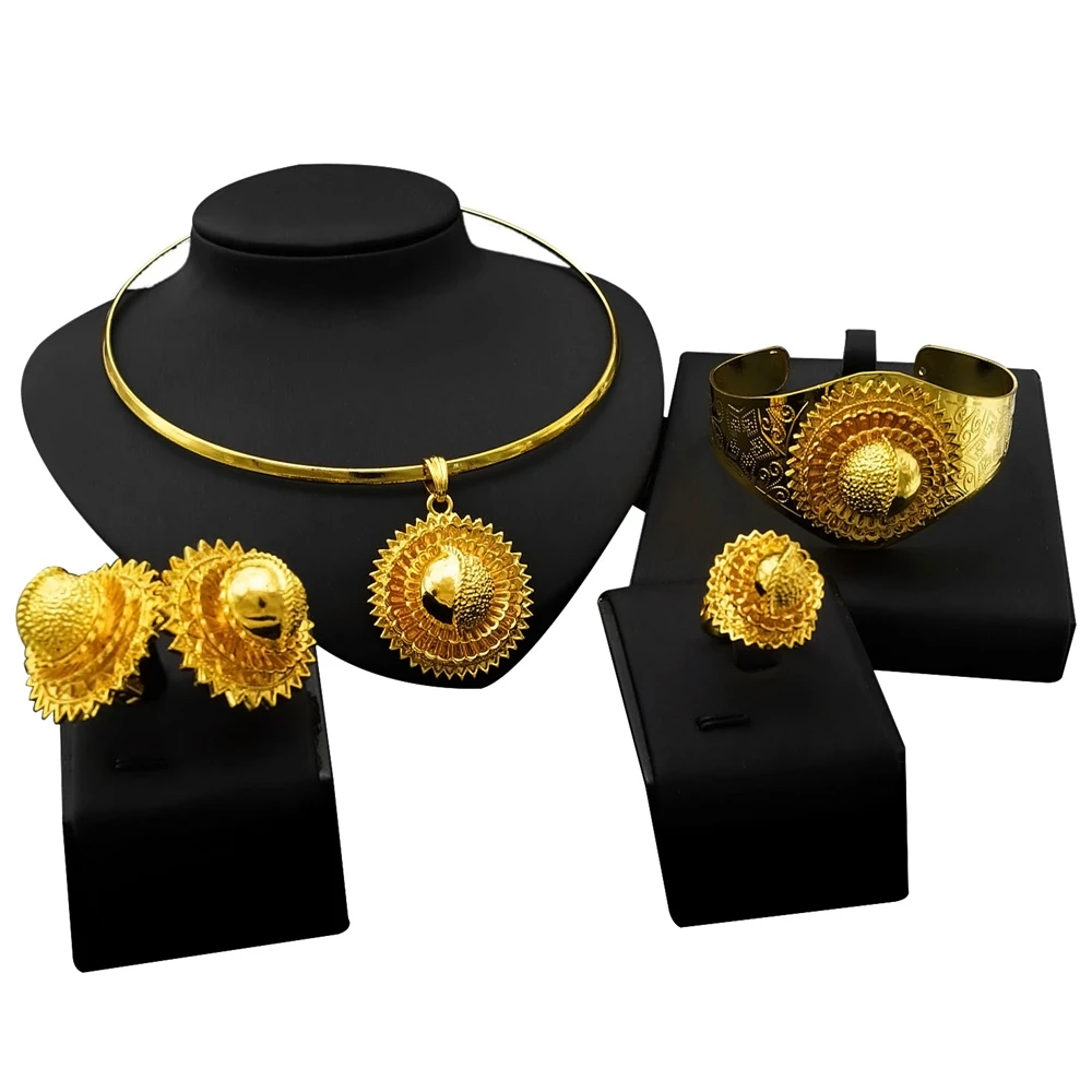 

Yulaili Pop Style Romanian Gold Style Gold Color Eye Necklace Jewelry Set Latest Design Women Gold Plated Necklace Jewelry Sets