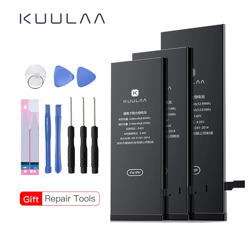 

Kuulaa For iphone 5S/6S/6P/6SP/7/7P/8/8P/X Zero Cycle Mobile Batteries Replacement Li-Ion Polymer Lithium Mobile Phone Battery