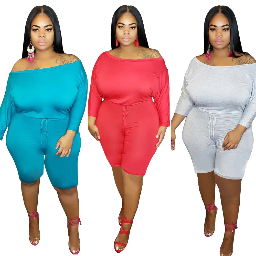 

BR276 2021 Summer solid color plus size oversized jumpsuits fat women clothes