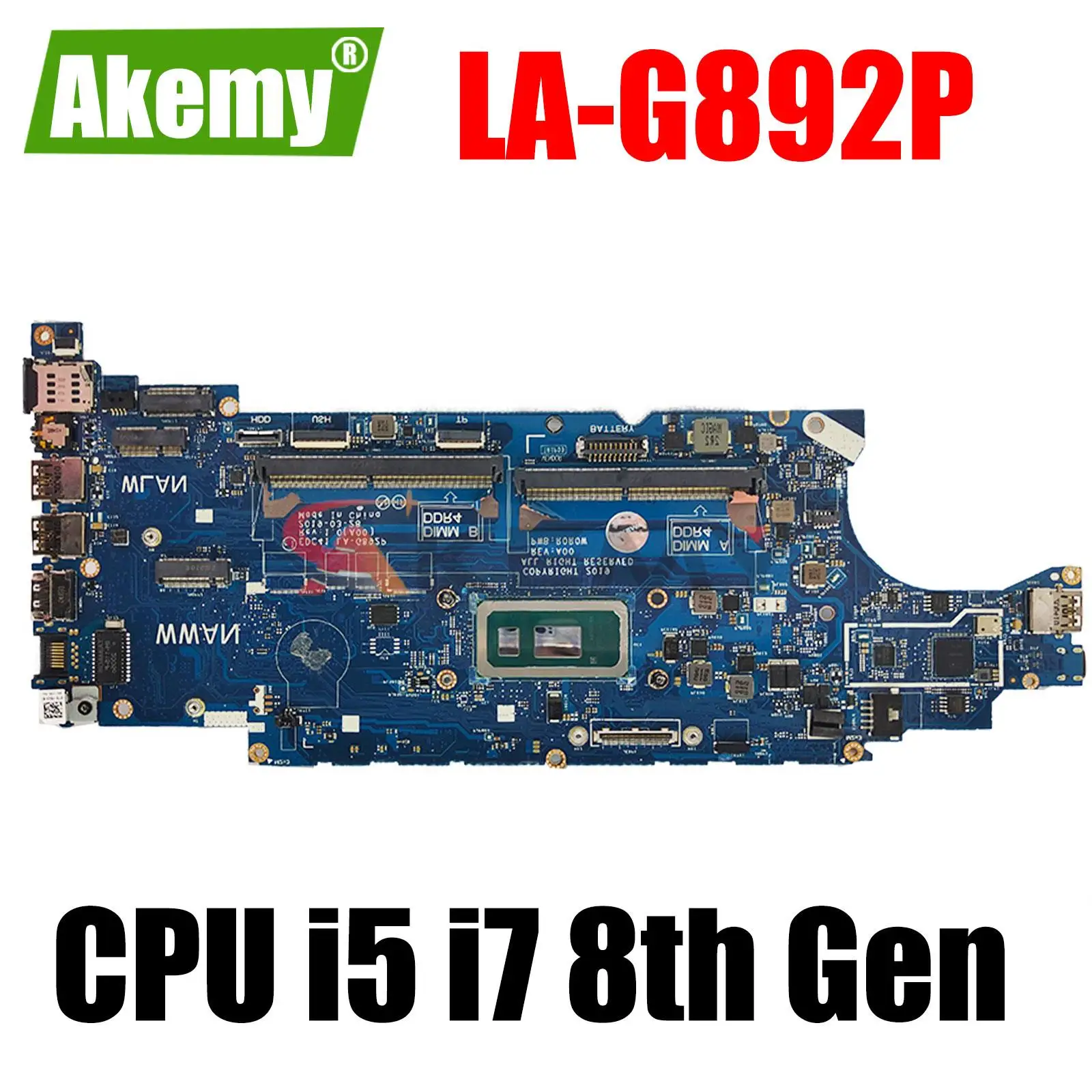 

For DELL Latitude 5400 Laptop Motherboard with I5-8365U I7-8665U CPU LA-G892P CN-05T75M 05T75M 08RTXF Mainboard