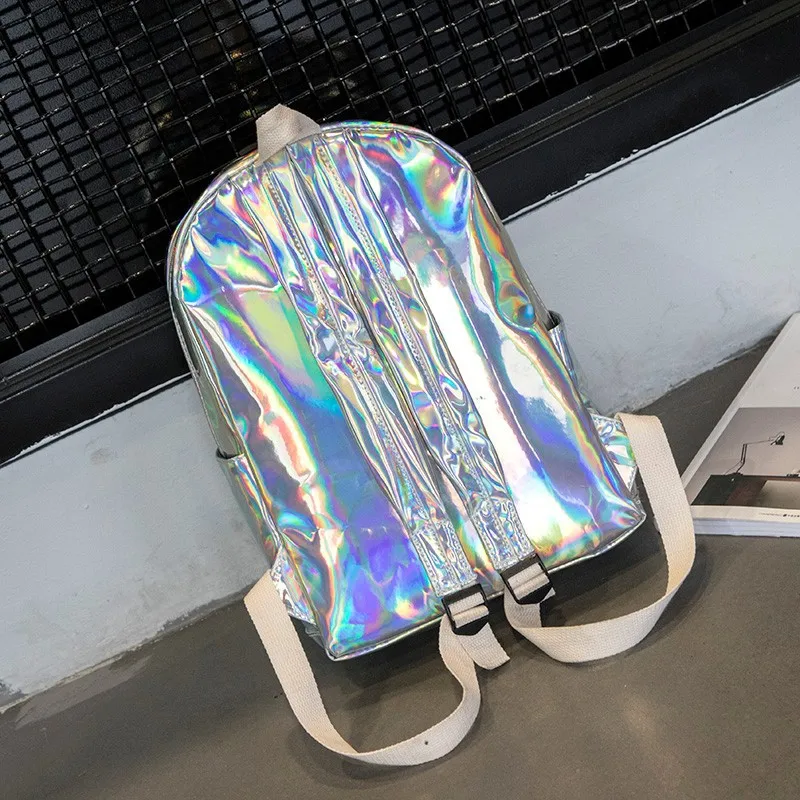New Unique Popular Stylish Leather Holographic Laser Travel Backpack Bag