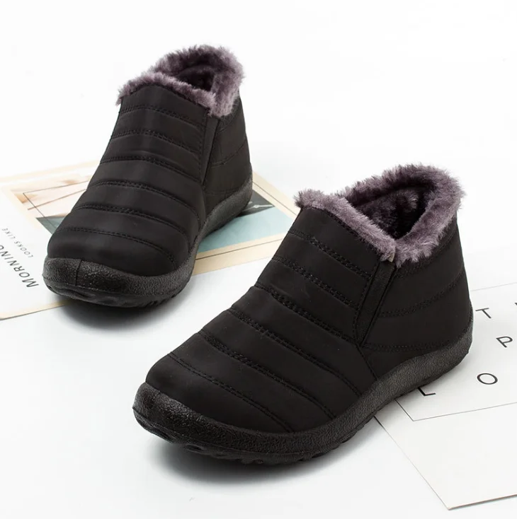 

Men women winter Boots with Plush Cotton Shoes Warm Waterproof Black Gray Snow Boots Causal Sneakers, Black,red