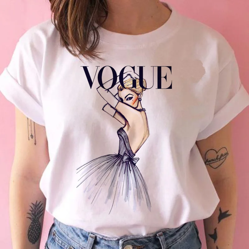 

Customizable Vogue Cotton O-Neck Breathable T-Shirt Women Tops Tee Made In China