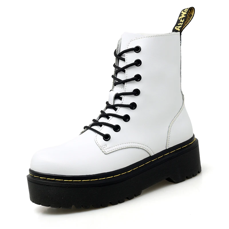 

Winter warm Plush Lining Lady's Martin Boots Casual Woman's Thick soled shoes, White black