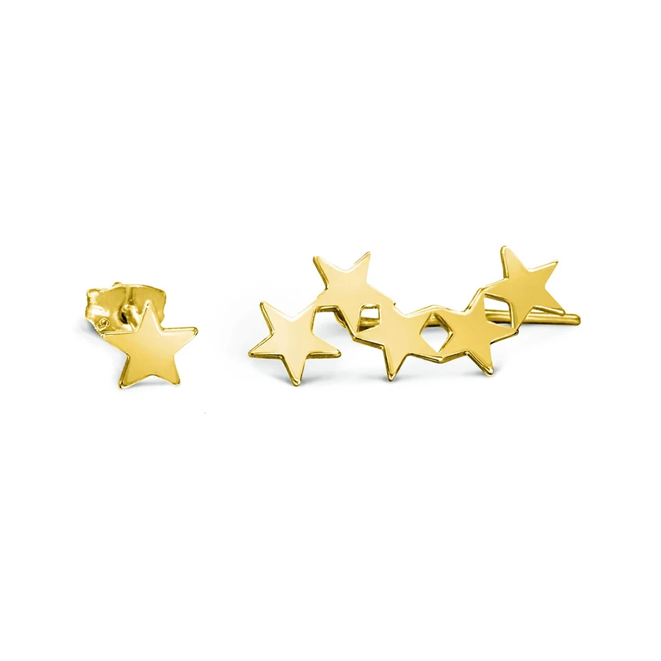 

18k gold vermeil luxury jewelry 925 sterling silver high polish simple style star stud earrings for women party