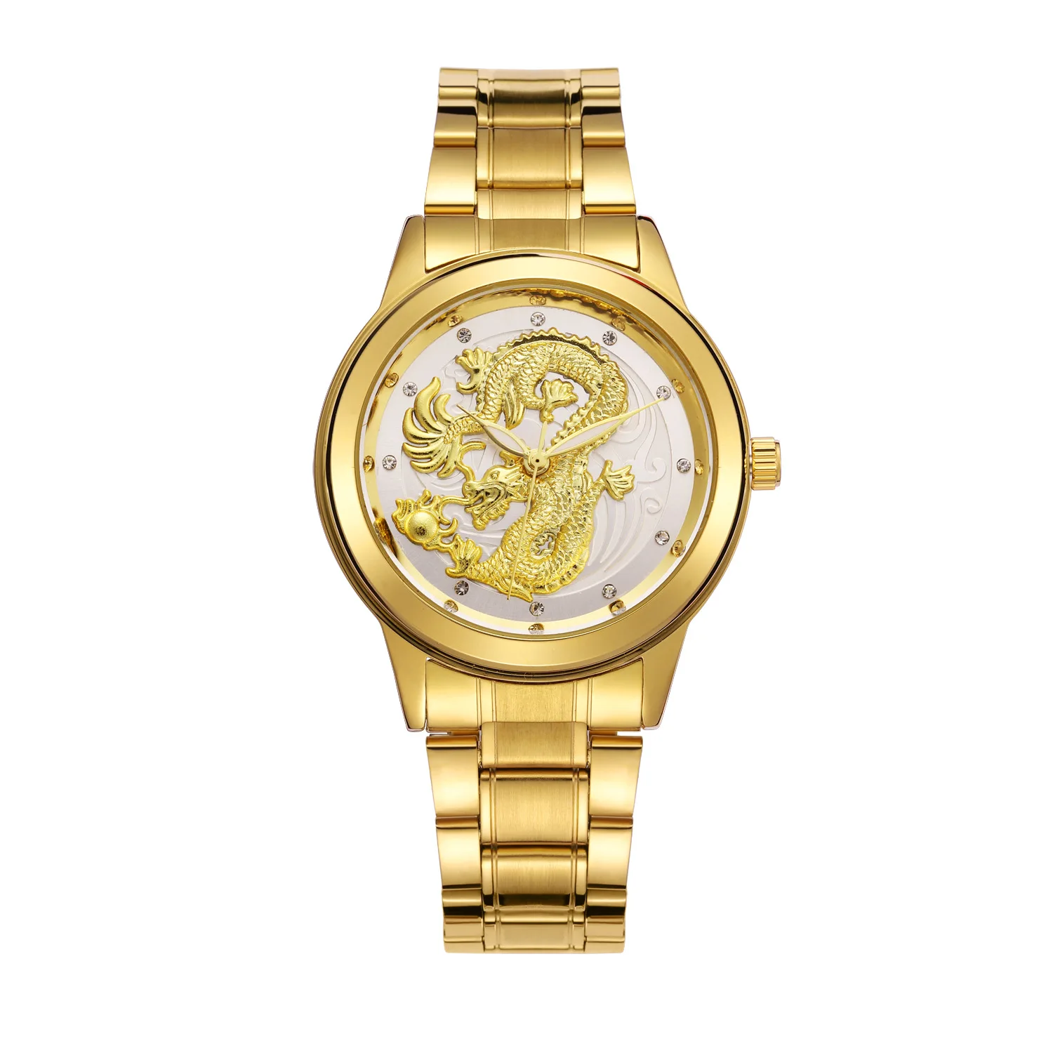 

Amazon hot selling women lady men gold luxury dragon unisex couple simple quartz wrist watch, As pic