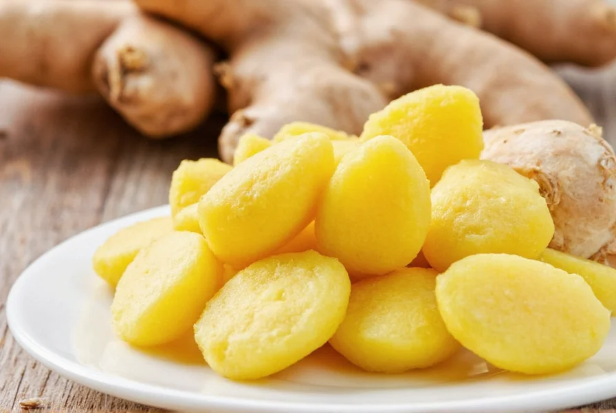 Fresh ginger root with preparation tools