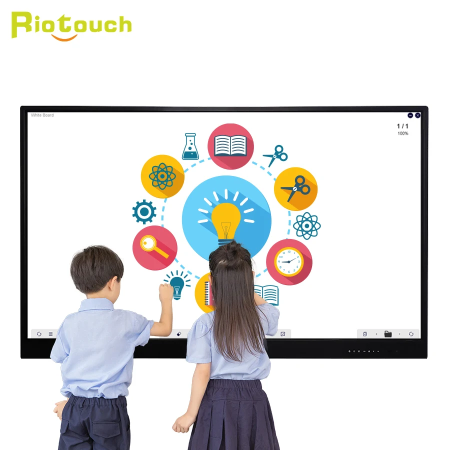 

Riotouch 65 75 86 inch smart display IR interactive panel 4K electronic LCD touch equipment for classroom and conference