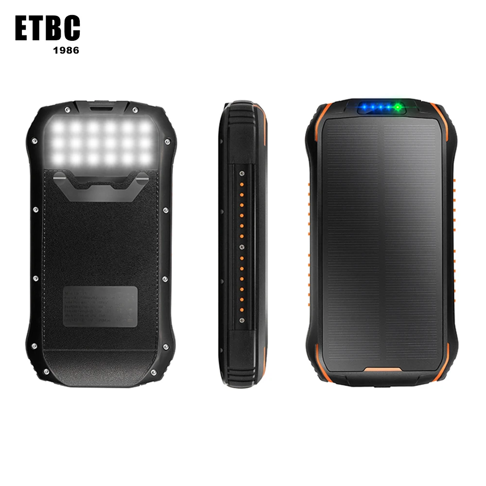 Wireless Waterproof Mobile Solar Charger Power Banks 20000mah Solar Power Bank With LED Light - ANKUX.COM