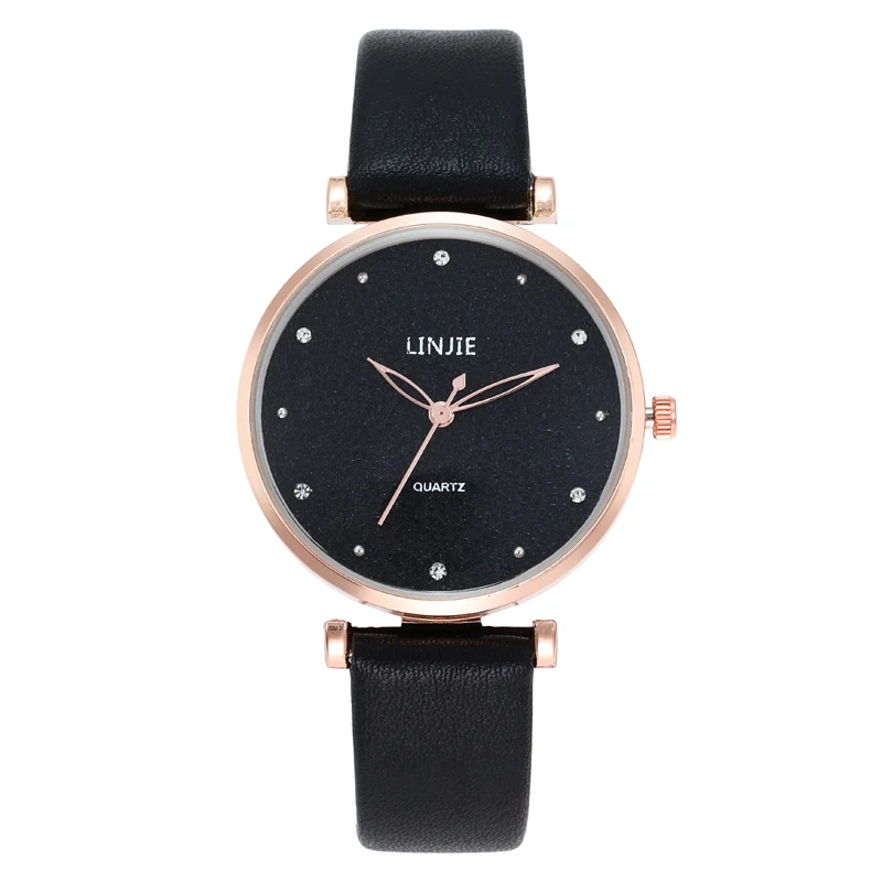

New women's belt fashion diamond inlaid English watch hollow hand student leisure sports watch, 6 colors