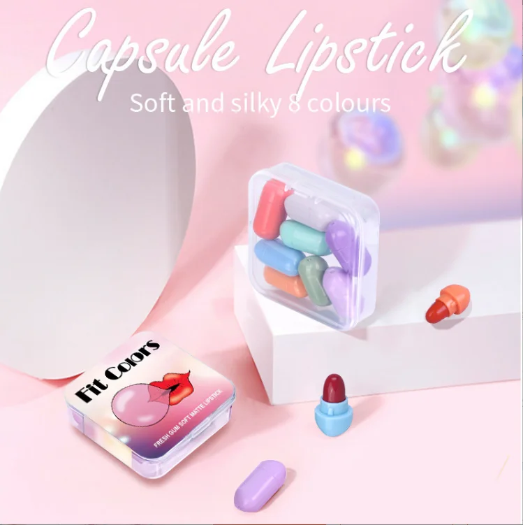 

Mini Capsule Style Lipstick Set Wholesale Cosmetics Organic New Hot Colors Non Sticky Velvet Matte Nourishing Beauty Lip Care